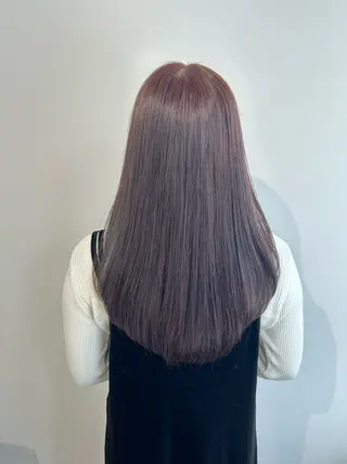 セミロング カラー ベージュ/ダブルカラ ー/新潟駅/青柳萌果のヘアスタイル