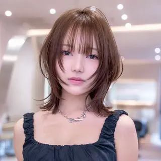 ミディアム カラー 田中航平/渋谷ボブ/ レイヤーボブのヘアスタイル