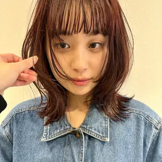ミディアム カラー 🍊暖色×顔周り 🍊cocoroのヘアスタイル