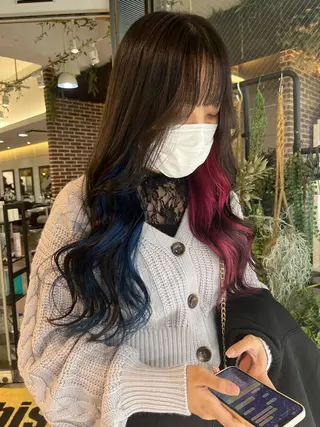 ロング カラー 💖デザインカラー/ タダ ハナカ💖のヘアスタイル