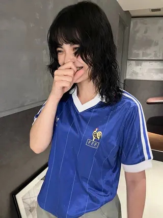 ミディアム パーマ 田中 里奈のヘアスタイル