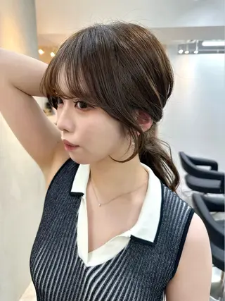 ロング カラー 艶髪レイヤー顔周り グレージュ添田晃基のヘアスタイル