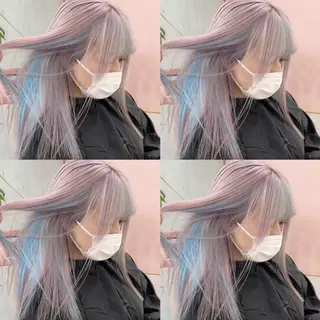 セミロング カラー パーマ ヘアアレンジ メンズ キッズ ネイル マツエク・マツパ アイブロウ ハイトーン/ピンク 💗モモ໒꒱のヘアスタイル