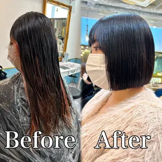 ミディアム カラー 髪質改善【縮毛矯正】 北千住で美髪に導く人のヘアスタイル