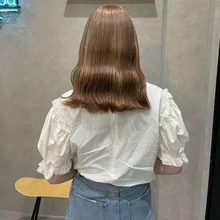 セミロング カラー はちすか るかのヘアスタイル