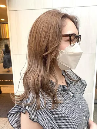 ミディアム カラー ハル🌸柔色/ ブリーチなし/艶髪のヘアスタイル