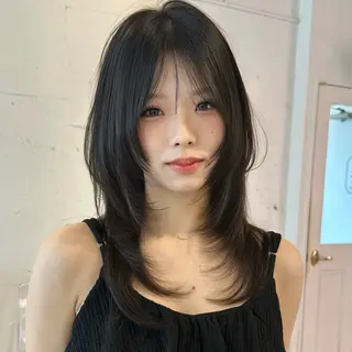 セミロング 🌹ハッシュカット、 レイヤー韓国ヘア🌹のヘアスタイル