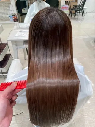 ロング 韓国/うる髪/縮毛/ ストレート/もえかのヘアスタイル