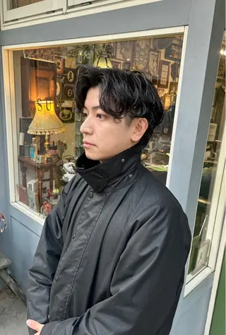 ショート パーマ メンズ 清水千優/パーマ/透 明感カラー/メンズのヘアスタイル