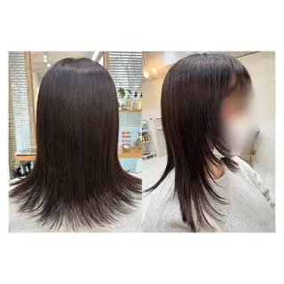 セミロング レイヤーカット・ 縮毛矯正 星野のヘアスタイル