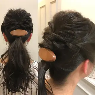 セミロング カラー ヘアアレンジ ひろせ かなのヘアスタイル