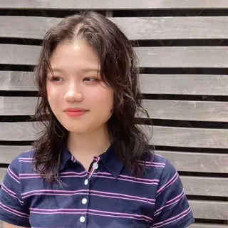 セミロング カラー パーマ ウルフレイヤー エクステ/kokiのヘアスタイル