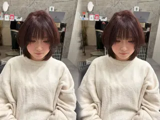 ミディアム 猿渡 /🍃乾燥ケア × ✨透明感カラーのヘアスタイル