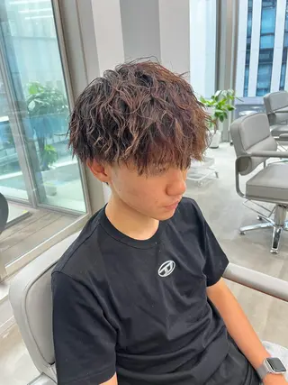 ショート メンズ ニュアンスパーマ/ ウルフ/ときなのヘアスタイル