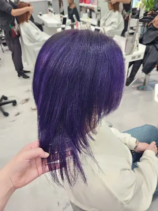 ミディアム カラー 推しアニメカラー🌈 ツヤ透明感カラー🦄のヘアスタイル