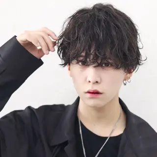 ミディアム カラー パーマ メンズ シースルーマッシュ/ メンズ/KYOHEIのヘアスタイル
