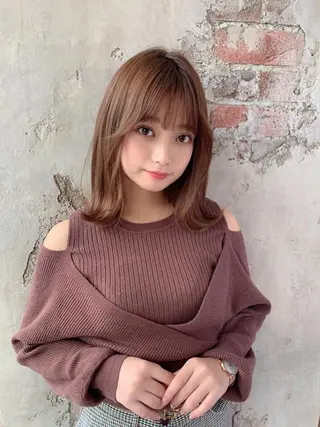 ミディアム カラー 新宿✨顔周りカット 韓国ヘア/坂本亜裟海のヘアスタイル