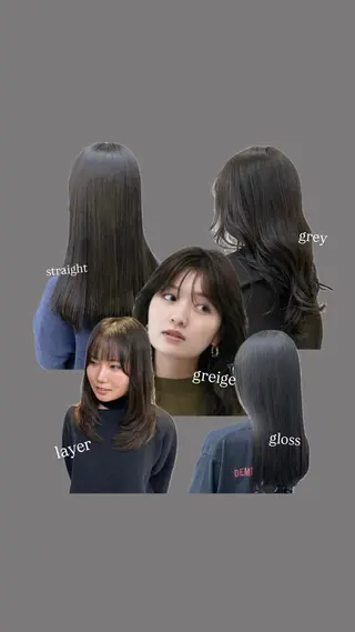 セミロング カラー 地毛風/グレージュ よしだひろのじょうのヘアスタイル