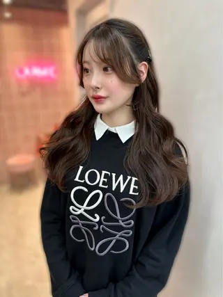 ロング カラー ヘアアレンジ 新宿/韓国ヘア 中明度カラー/かやのヘアスタイル