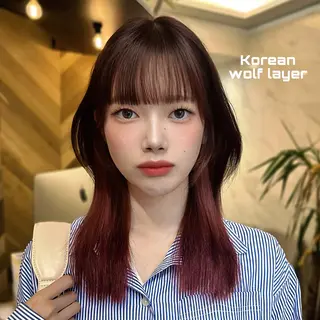 セミロング カラー Pocket仙台 💚モエリのヘアスタイル