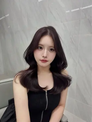 ロング カラー ヘアアレンジ 💎韓国/ レイヤー カット/ 暖色🫧のヘアスタイル