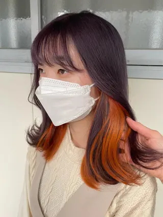 セミロング カラー ヘアアレンジ maoブリーチ無し 似合わせカラーのヘアスタイル