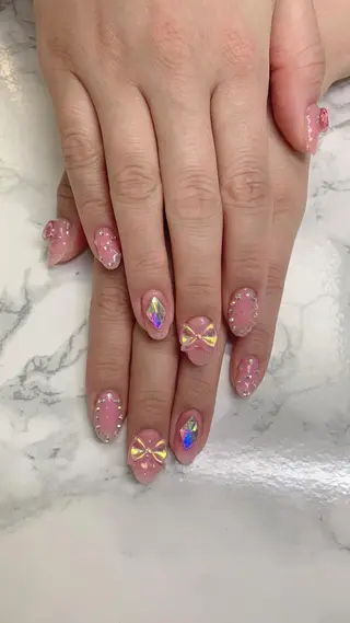 ネイル はな💎ネイル ワンホン、長さ出しのネイルデザイン