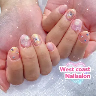 ネイル リボン、ガーリー パーツ放題専門店のネイルデザイン