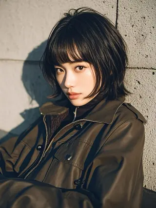 ミディアム ウルフカット 811 大阪梅田 ウルフのヘアスタイル