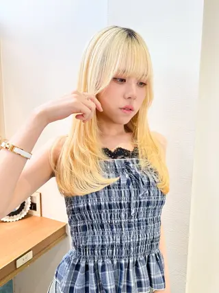 セミロング ‎🤍くびれレイヤー /韓国風🖤菊池瑛士のヘアスタイル