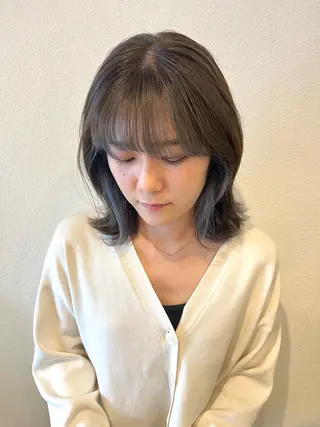 セミロング カラー パーマ ヘアアレンジ ちひろ /似合わせカラーのヘアスタイル