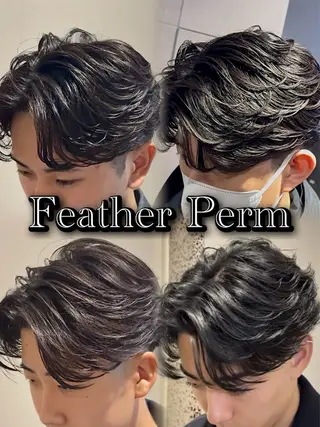 パーマ メンズ センターパート/フェ ザー🔥SHUYAのヘアスタイル