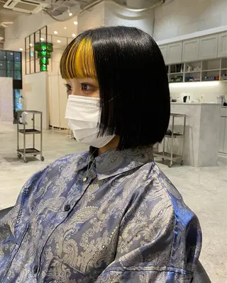 ミディアム カラー DEAN所属・KEIGO/パーマ ハイトーン/DEANのヘアスタイル