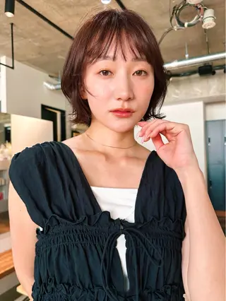 ショート カラー パーマ 🫧小顔×似合わせ× 透明感カラー🫧のヘアスタイル