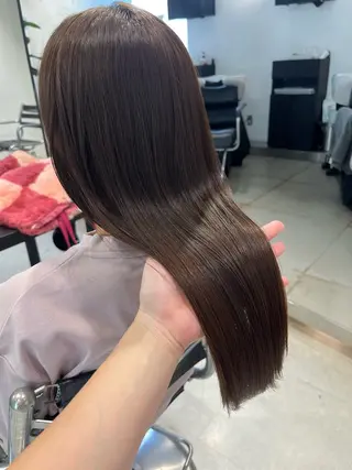 ロング カラー パーマ ヘアアレンジ 透明感/オリーブ/ グレージュ/YUKAのヘアスタイル