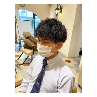 ミディアム パーマ メンズ 菊池大一 溝の口パーマのヘアスタイル