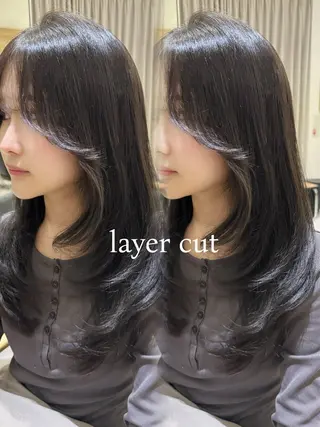 セミロング カラー レイヤーカット❤︎ 韓国ヘア❤︎YUKAのヘアスタイル