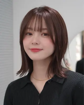 ミディアム カラー レイヤーカット/ くびれヘア佐藤大空のヘアスタイル