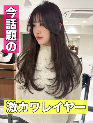 ロング ハイライト/レイヤー 河原町/Manatoのヘアスタイル