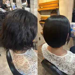 ショート lafith hair Glanz 桂所属・かじももな｜縮毛矯正 ｜透明感カラーのヘアスタイル