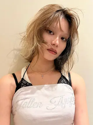 ミディアム カラー belle   表参道　terrace所属・抜きっぱなしブロンド /ハイトーン/カナタのヘアスタイル