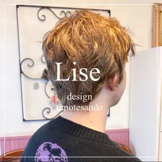 ショート カラー パーマ ヘアアレンジ メンズ 表参道Lise おおいしおりのヘアスタイル