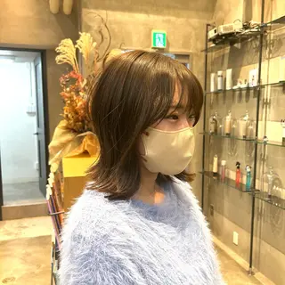 ミディアム ボブ・レイヤー 田中 励也のヘアスタイル