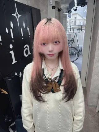 セミロング カラー ダブルカラー特化💍 tiam💍韓国ヘアのヘアスタイル