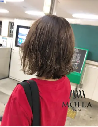 ミディアム カラー パーマ MOLLA 浅香山店所属・谷口ゆめ/縮毛矯正/ 大人女子/眉ワックスのヘアスタイル