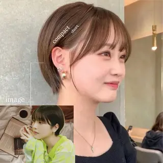 ショート カラー 暖色ショート/ボブ "マリン"𓂃🫧のヘアスタイル