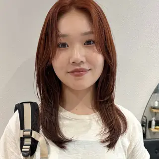 セミロング カラー 🍊暖色×顔周り 🍊cocoroのヘアスタイル