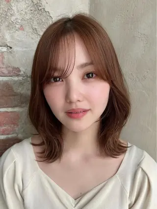 ミディアム カラー 🧡くびれヘア/前髪 顔周り🧡久原結衣のヘアスタイル