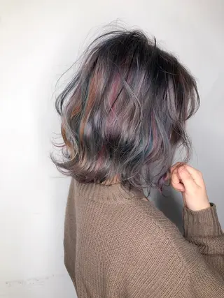 ミディアム カラー 髪質改善、エクステ 山口卓哉のヘアスタイル