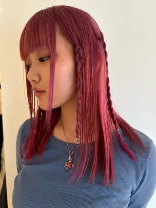 カラー ブリーチカラー🎀 韓国風/寺門美優のヘアスタイル